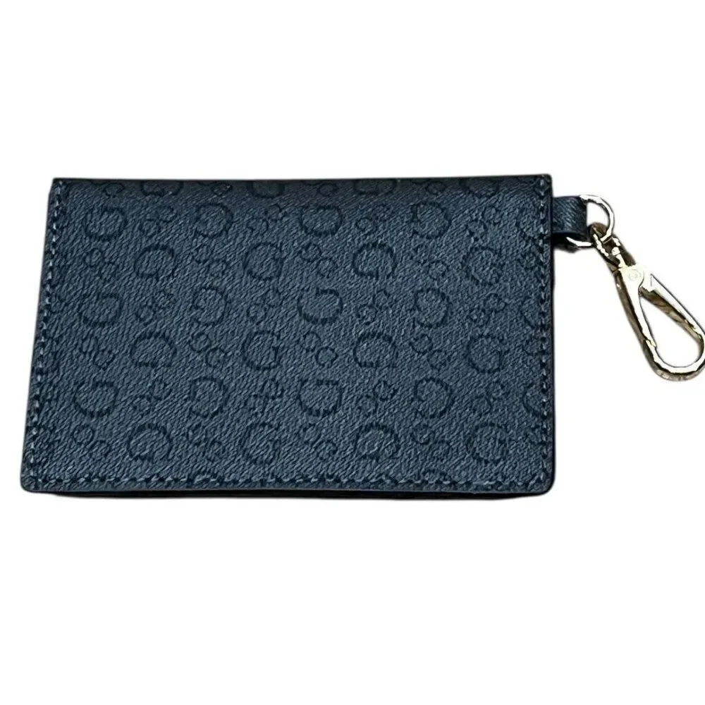 GUESS Slim Card Case Clip Wallet Black Gray New Snaps Logo